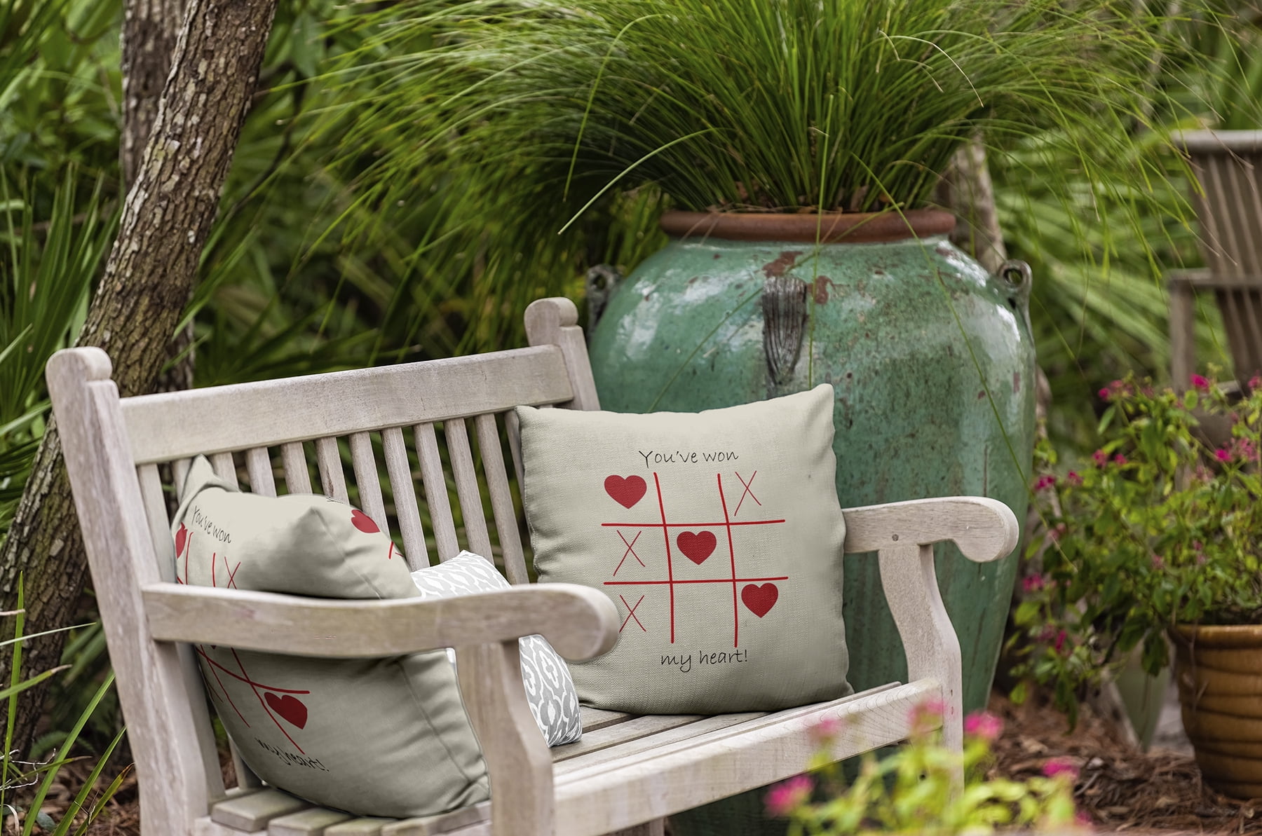 20" x 20" Simply Daisy You've Won My Heart Polyester Indoor/Outdoor Pillow, Oatmeal Qty 1