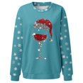 thumbnail image 5 of MPWEGNP Chandails de Noël pour Femmes Col Rond Imprimé Verre de Vin Rouge Chandail Léger Coupe Ample Blouse Hauts Bleu Ciel TG, 5 of 5