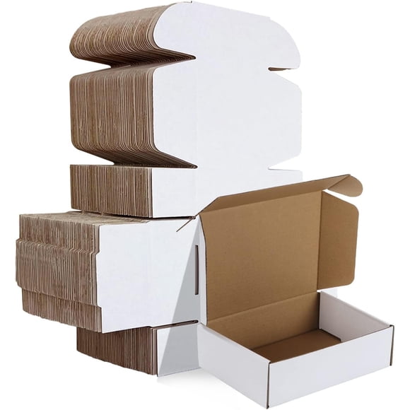 Cajas de envío HORLIMER 7 x 5 x 2 pulgadas blancas de cartón corrugado, paquete de 50