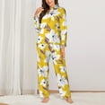 thumbnail image 2 of Pajamas for Women Set - Lilies Flowers Yellow Comfy Long Sleeve Button Up Pajama Sets for Women 2 Piece, Soft Sleepwear Nightwear Pjs Lounge Sets for Women with Pockets, 2 of 6