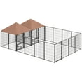 thumbnail image 3 of PawHut Dog Kennel Outside with 2 Rooms, Large Outdoor Dog Kennel with Rotating & Adjustable Height Bowls, 13.5' x 9.4' x 5.1', 3 of 10