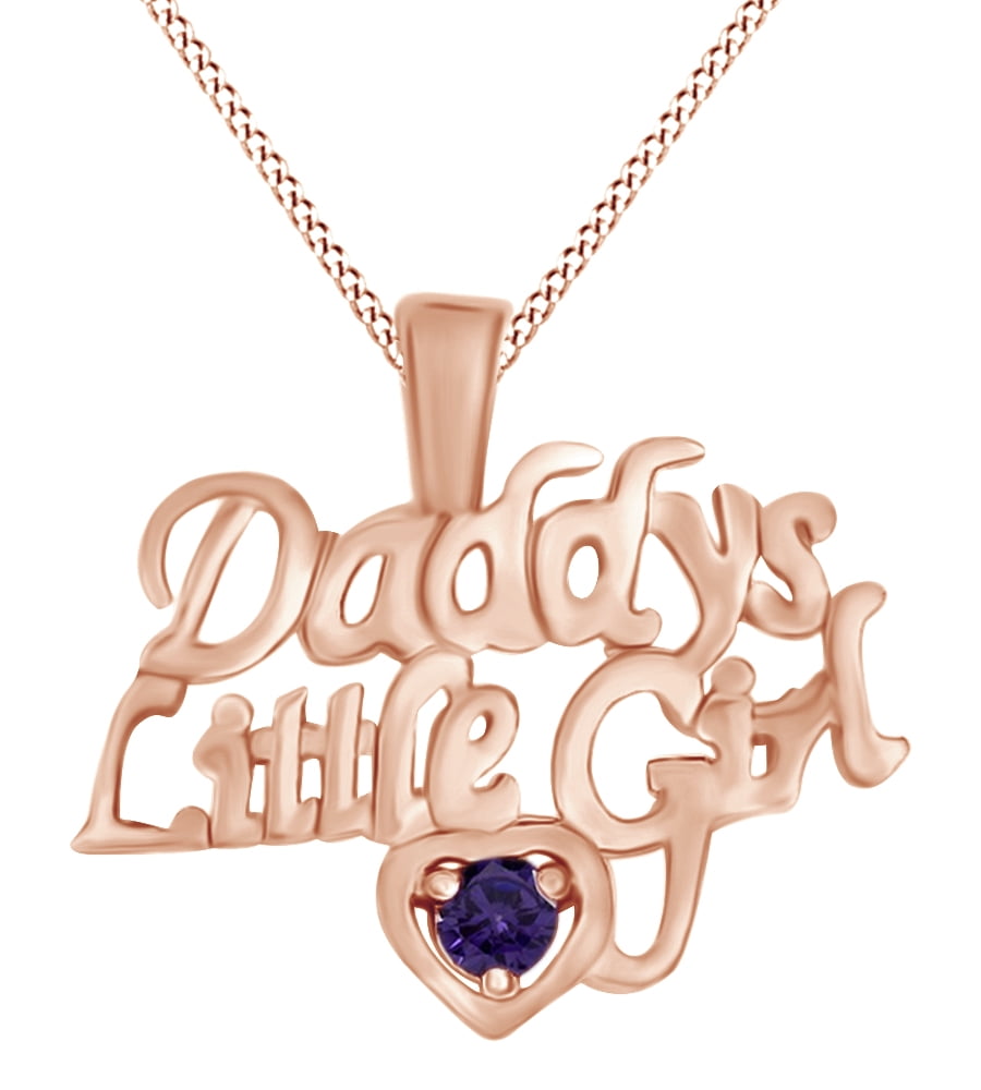 Round Cut Simulated Alexandrite CZ Daddy's Little Girl Pendant Necklace