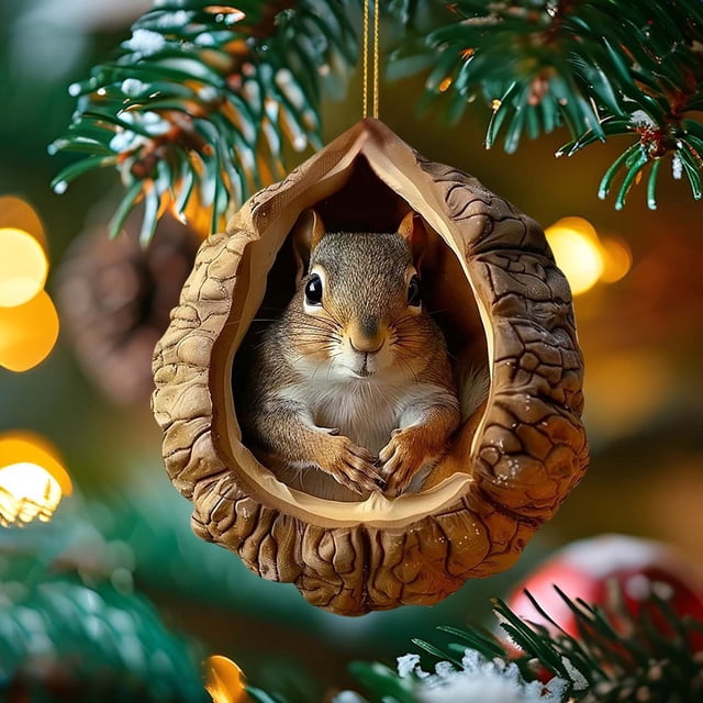 Boovnll Christmas Tree Decorations, Christmas Animalss Ornaments Owls Raccoons Christmas Decorations Christmas Tree Pendants 2D Flat Printing Acrylic Small Pendants, Christmas Decorations