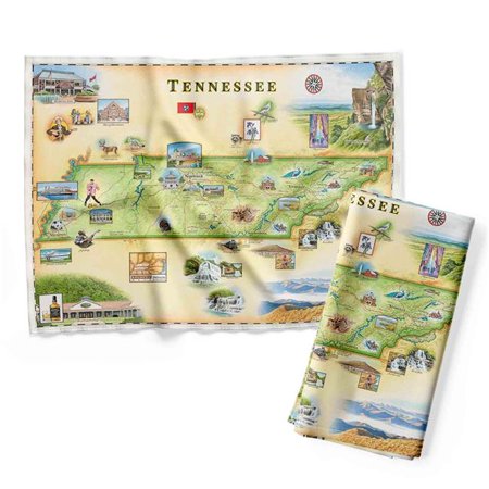 Xplorer Maps DT_TN Tennessee Map Kitchen Towel