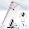 thumbnail image 2 of For Motorola Moto Edge 20 Marble Patterned Case with Card Holder, Back Folio Kickstand PU Leather + Soft Crystal Bumper Edge, Magnetic Clasp Back Cover For Motorola Moto Edge 20,Lightpurple, 2 of 6