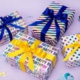 thumbnail image 4 of Birthday Wrapping Paper 30 Inch Iridescent Gift 4 Rolls Happy Polka Dots Stripes Stars Printed Assortment -120 inch(10feet) Per Roll, 4 of 4