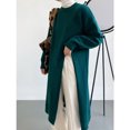 thumbnail image 2 of Suéter holgado de cuello redondo con abertura y largo medio para mujer, estilo europeo y americano, para otoño e invierno, 2 of 6