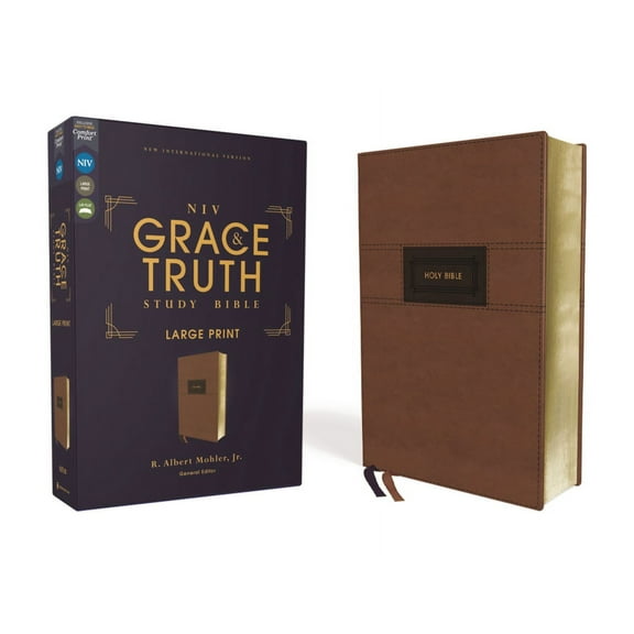 Niv, the Grace and Truth Study Bible (Trustworthy and Practical Insights), Large Print, Leathersoft, Brown, Red Letter, , (Hardcover)