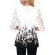 thumbnail image 4 of Blusa Camiseta de manga 3/4 con cuello en V Estampado de encaje Mujer Blusa de verano Top, Blanco, 3XL Kearding AP002096-30, 4 of 5