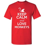 Keep Calm and Love Monkeys Animal Lover Adult T-Shirt Tee