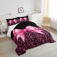 thumbnail image 3 of Manfei Pink Ribbon Bowknot 2pcs Twin Comforter Set - Zebra Glitter Print, 3 of 8