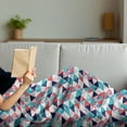 thumbnail image 3 of Flamingo Soft Flannel Fleece Blanket, Horizontal Triangles Geometrical Frames with Exotic Beach Elements Mosaic Design, Cozy Plush for Indoor and Outdoor Use, 60" x 80", Multicolor, by Ambesonne, 3 of 5