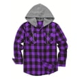 thumbnail image 4 of Bysome Men Hoodies Plaid Print Long Sleeve Hooded Shirts Autumn Warm Men Hoodie Size XL Purple, 4 of 8