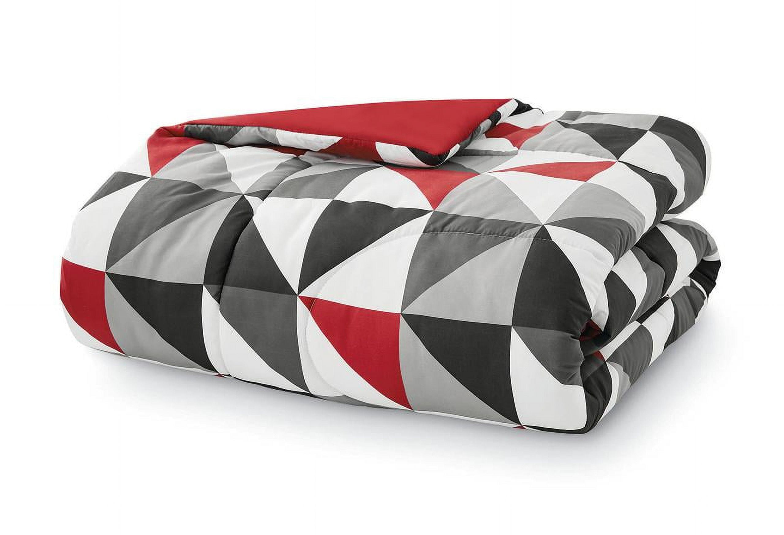 Mainstays Reversible Geometric Triangles 10-Piece Bed in a Bag Bedding Set with Bonus Sheet Set + Pillows, Queen