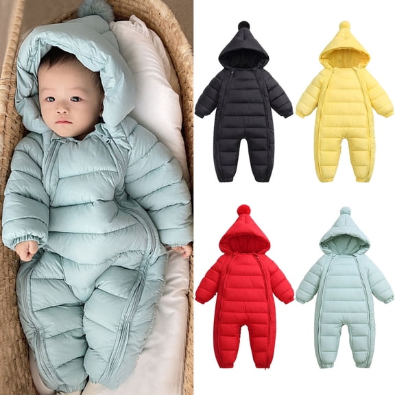 Toddler Boys Girls Winter Thick Warm Jumpsuit Long Sleeve Windproof Coat