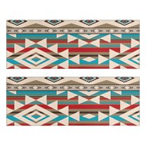 Kitchen Rugs Sets Of 2,Brown Triangular Geometric Pattern Anti Fatigue Kitchen Mat Rugs Non Slip Washable,Decorative Kitchen Floor Mats for Kitchen,Sink,Laundry,17"X47"
