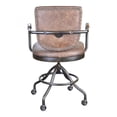 thumbnail image 3 of Scranton & Co Top Grain Leather & Steel Swivel Desk Chair in Brown, 3 of 9