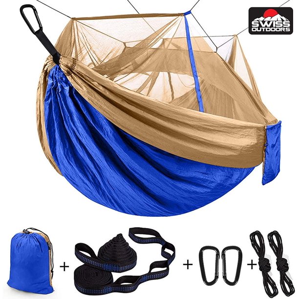 Hamaca Doble con Mosquitero para Camping Swiss Outdoors azul Unitalla Swiss Outdoors SWO-HD1RD-GY