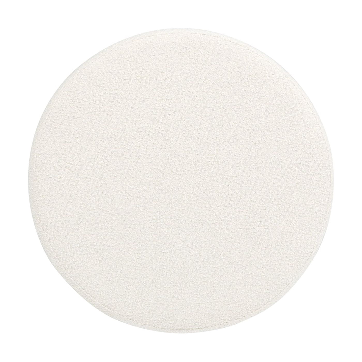 Fuji 36" Round Upholstered Storage Cocktail Ottoman Ivory White Boucle