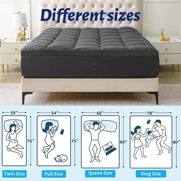 Thick Mattress Topper Twin with Deep Pocket, Pillow Top, Breathable Cooling Cover for Back Pain Relief