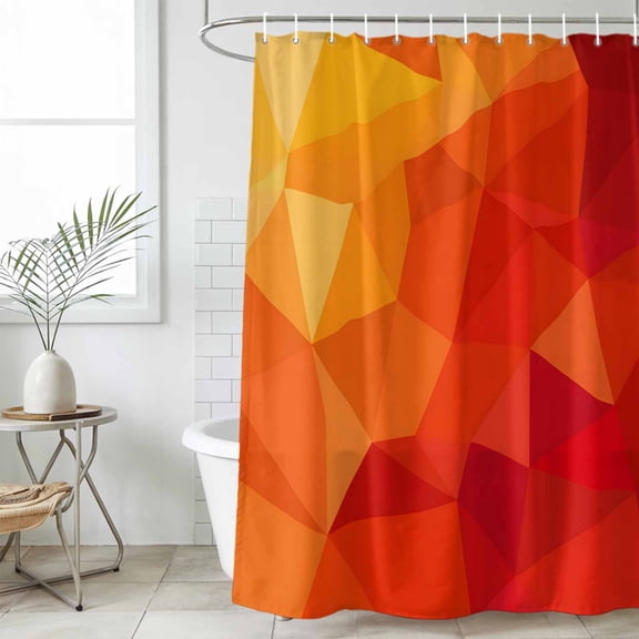 Red Orange Waterproof Fabric Shower Curtain,Modern Abstract Ombre Geometric Aesthetic Waterproof Fabric Shower Curtain for Bathroom Curtains Bathtubs Shower Curtains with 12 Hooks Extra Long 72x96