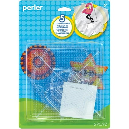Perler 80-26082 Small Interlocking Pegboards, Clear - Pack of 5