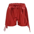 thumbnail image 3 of ZRBYWB Womens Shorts Women Sexy Fashion High Waist Drawstring Shorts Performance Dress Pu Solid Color Hot Pants Relaxed Fit, 3 of 6