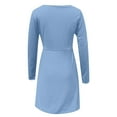 thumbnail image 4 of QHFBli Womens Square Neck Bodice Dress Long Sleeve Side Slit Flare Mini Dresses, 4 of 4