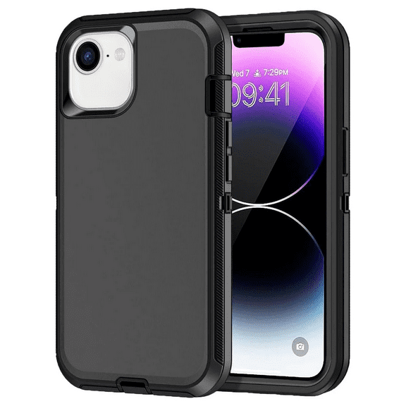 Entronix Heavy Duty Rugged Case for iPhone 16e, Triple Layer Shockproof Dustproof, Black