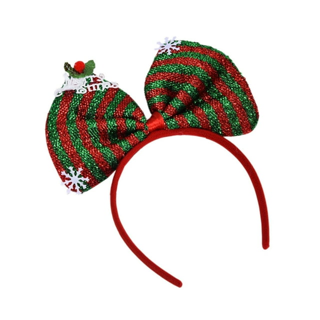 Diadema con lazo navideño, aro para el pelo con lazo, aro para el pelo navideño para mujeres y niñas, fiesta de cosplay, escolares, regalos de Raya roja y verde