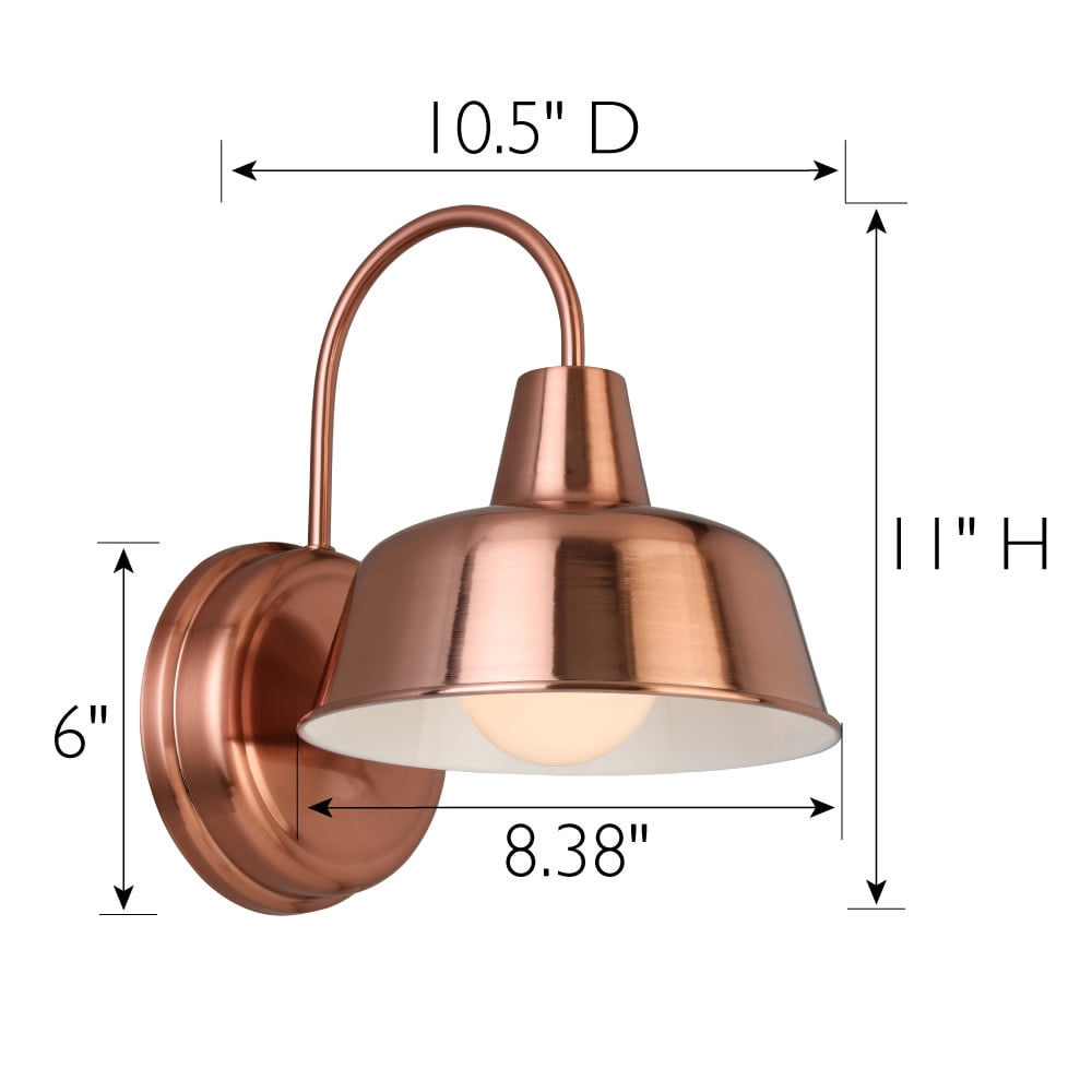 Design House Mason Industrial Painted Copper Indoor/Outdoor Wall Mount Light with Metal Shade