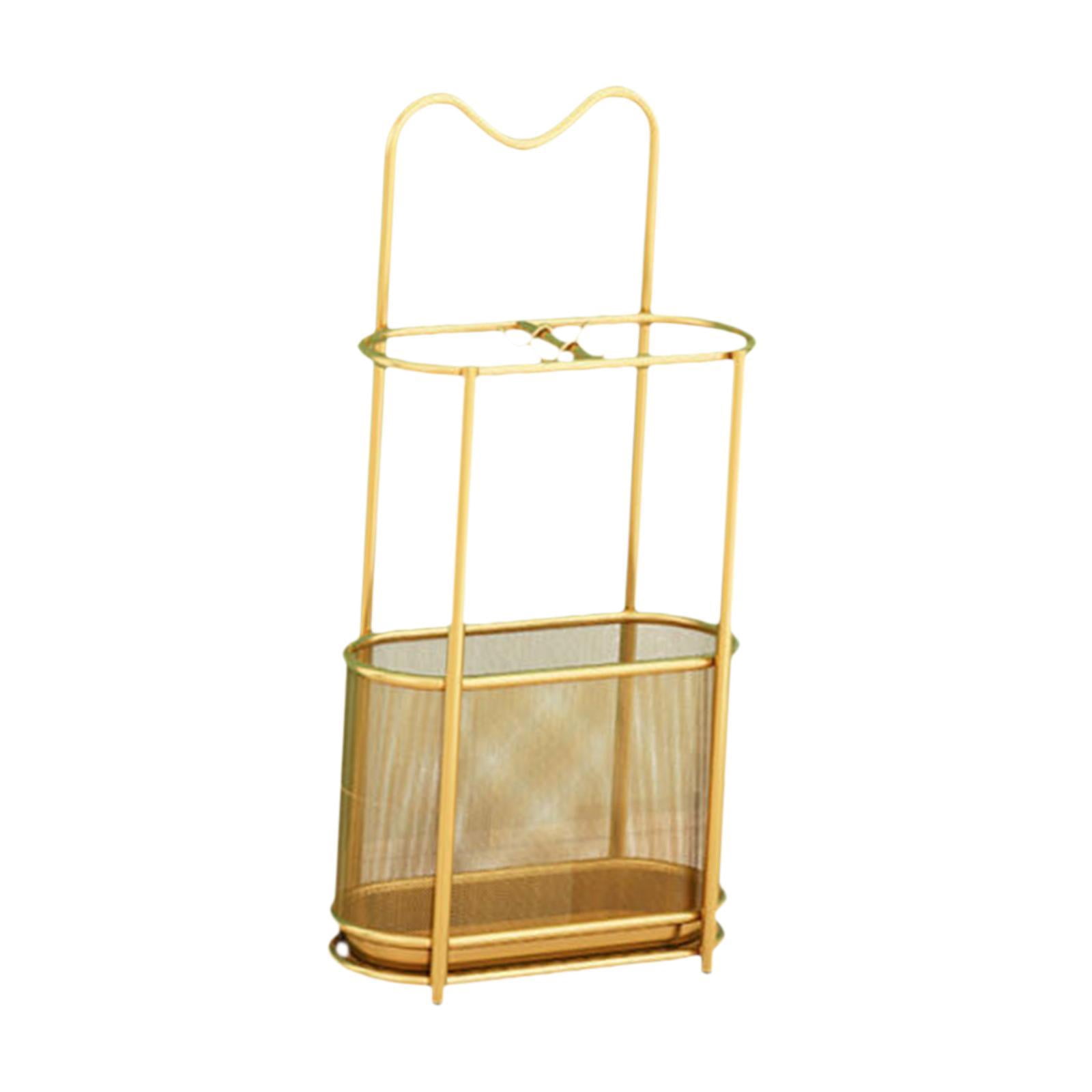 Fiocias Umbrella Rack Stand Holder Bin Iron Organizer Storage Rack Umbrella Stand Holder gold