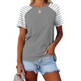 thumbnail image 4 of SDNall Womens Short Sleeved Shirt With Checkered Printed Button Casual T-shirt Top, 4 of 9