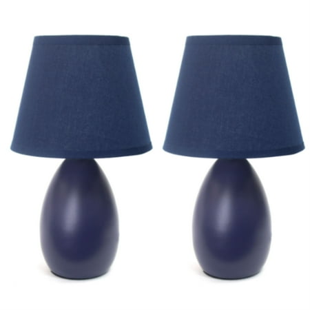 Simple Designs Ceramic Globe Table Lamp 2 Pack in Blue