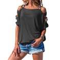 thumbnail image 1 of Guardurnaity Camisa de manga corta con cuello y correa para el hombro para mujer Prendas para la parte del cuerpo Gris S Guardurnaity AP001986-06, 1 of 4