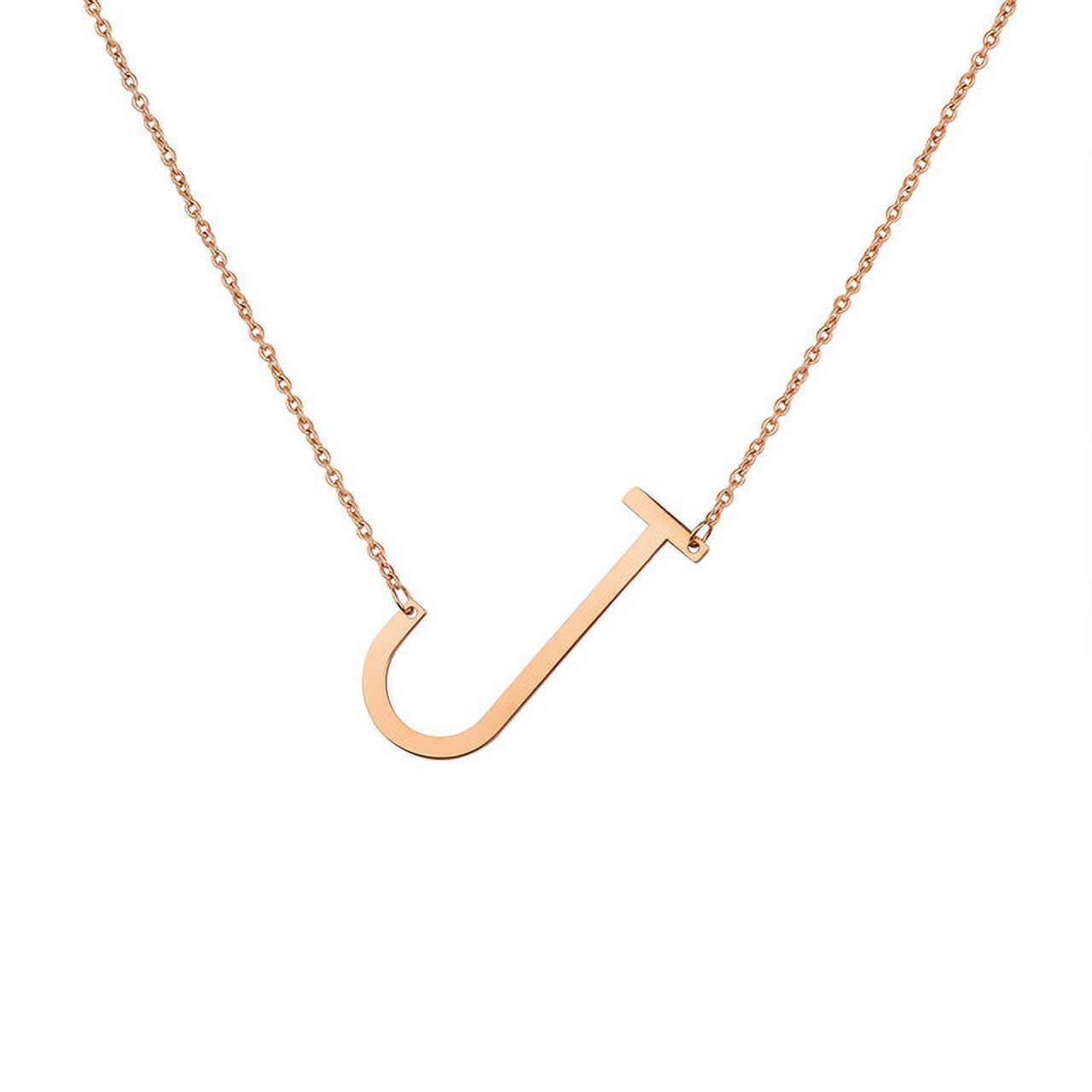 Personalized Initial Letter Necklace with Custom Engraving - Custom Initial Necklace - Oversized Letter Necklace - Sideways Initial Necklace for Women - Gift for Her - Jewelry Gift Set