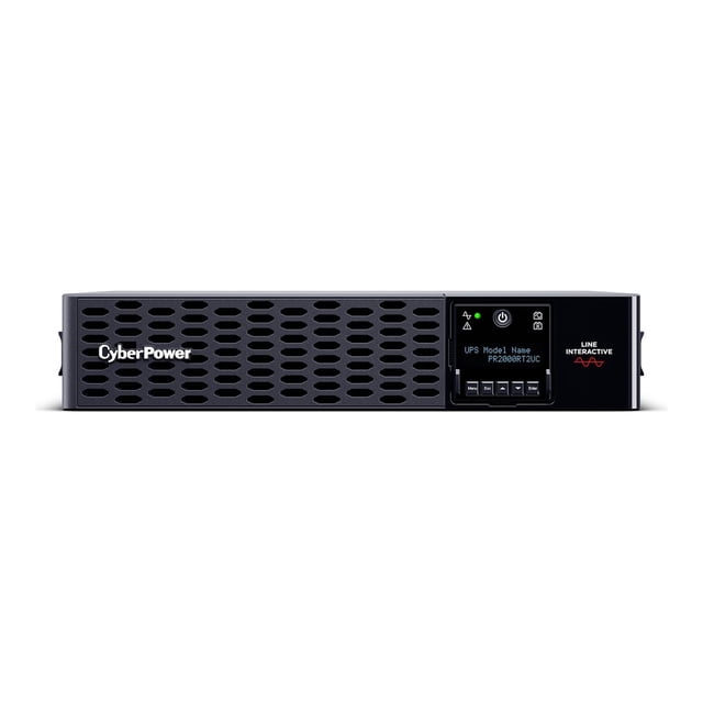 CyberPower Smart App Sinewave PR2000RT2UC - UPS (Montable sur Rack / Externe) - AC 100-125 V - 2000 Watts - 2000 VA - 9 Ah - Ethernet, RS-232, USB - Connecteurs de Sortie : 8 - PFC Actif - 2U - Noir