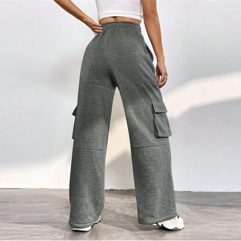 Susanny Cinched Sweatpants for Women Straight Leg Drawstring Elastic Waist  with Pockets High Waisted Sweatpants Petite Plus Flare Fashion Cargo Baggy