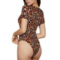 thumbnail image 3 of Easygdp 70s Groovy Hippie Retro Women's One-Piece Swimsuit Slim Fit Crew Neck Bodysuit Athletic Swimwear with Concealed Buckle - Large, 3 of 9