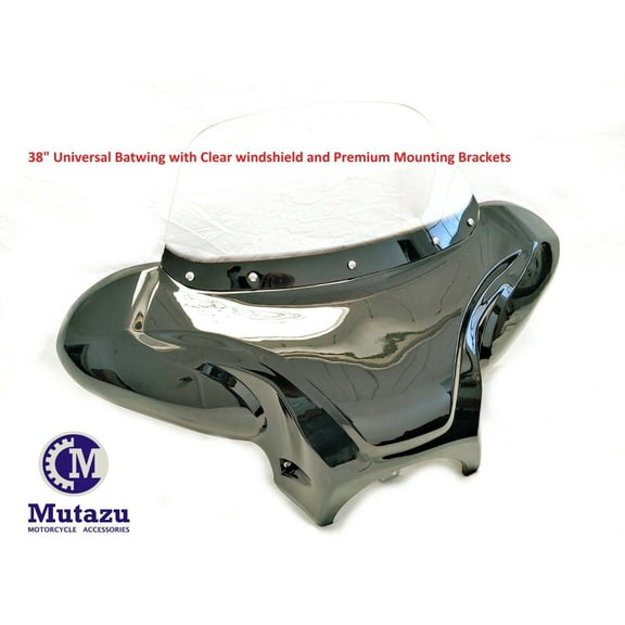 38" Universal Motorcycle Cruiser Batwing Fairing w/ Clear windshield & hardware