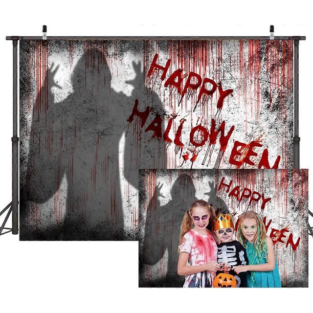 7X5ft Bloody Halloween Backdrop Fabric Dripping Blood Ghost Shadow Photo Backdrops for Photoshoot Horror Halloween Party Banner Portrait