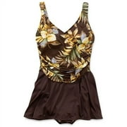 White Stag - Women's Plus-Size Floral V-Neck Swimdress