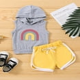thumbnail image 3 of CNKOO Baby Boy Shorts Set Rainbow Hooded Sleeveless Tank Tops + High Waist Color Matching Shorts Set, 3 of 9