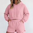 thumbnail image 2 of GZWYHT Sweatshirt and Shorts Set Long Sleeve Short Set Sweater Sets for Women Hooded Sweatshirt and Shorts Set Casual Matching Sets for Women Sweat Shorts Set Traveling Outfits for Women Pink L, 2 of 4