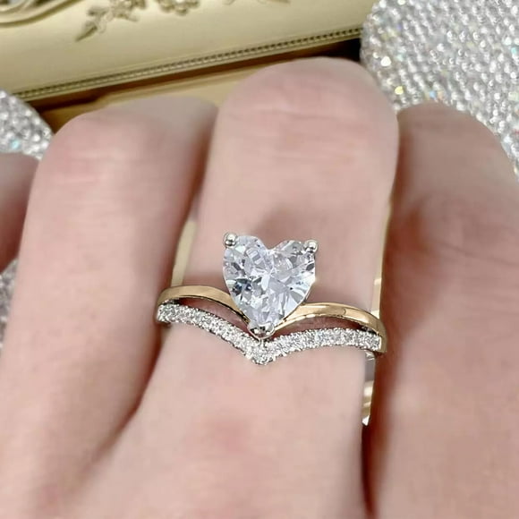 Birdeem Diamond Engagement Ring, Heart Shaped Zirconia Ring Proposal Engagement Ring Fashion Fine Jewelry