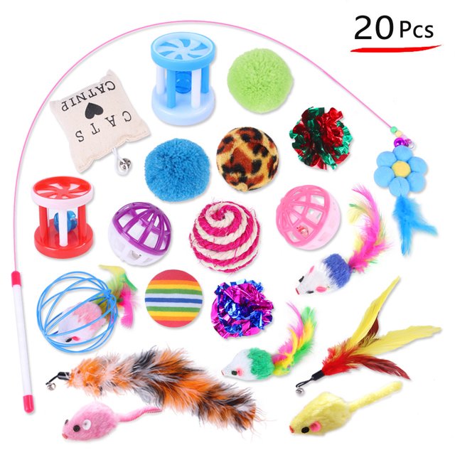 Summary Pet Cat Toy Set 21 Pcts Cat Channel Funnies Stick Plush Mouse Amazon Combination Toy