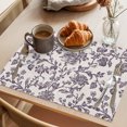 thumbnail image 3 of Farmhouse Purple Placemats Set of 4, Vintage Flower Leaf Botanical Plant Washable Wipeable Table Mats for Dining Tables, Indoor Outdoor Kitchen Place Mats for Holiday Party Table Decor, 3 of 9