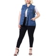 thumbnail image 2 of Unique Bargains Women's Plus Denim Causal Button Long Vest Jackets, 2 of 7