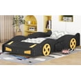 thumbnail image 6 of Twin Size Race Car-Shaped Platform Bed with Wheels and Storage, Black+Yellow, 6 of 9