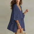 thumbnail image 6 of Ailaofu Women's Three Piece Solid Color Suit, Loose Cardigan V Neck Sleeveless Vest Drawstring Shorts Casual Set, Fashion Beach Suit, 6 of 8